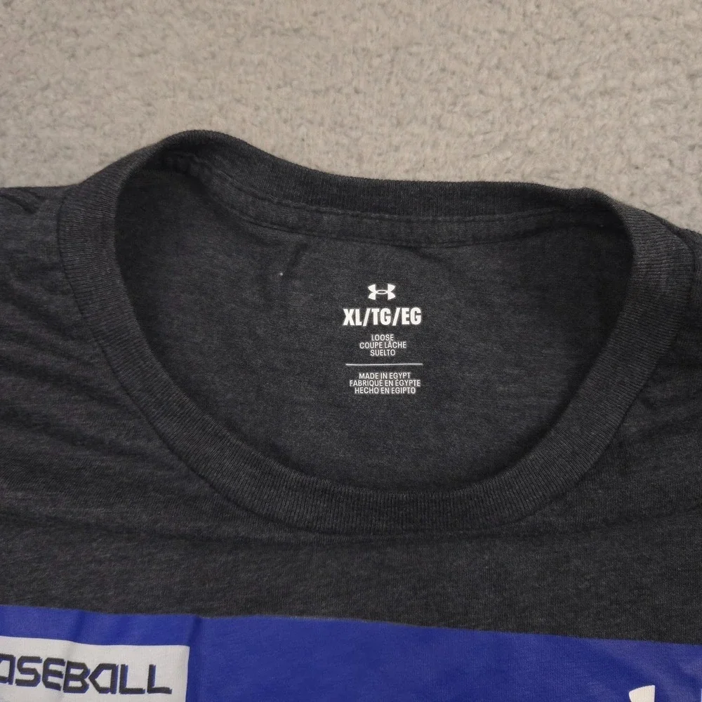 Under Armour T Shirt Loose Fit Cotton Blend Mens XL Charcoal Baseball Bubblegum